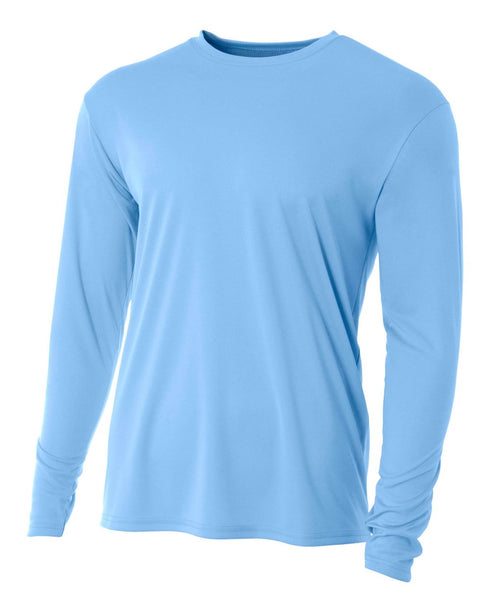 A4 Youth Cooling Performance Long Sleeve Crew (N3165), Color 'Light Blue'